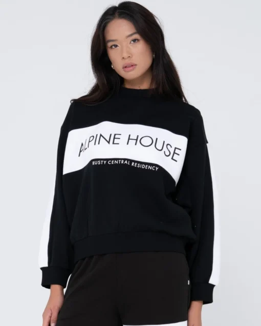 Rusty Alpine House Oversize Crew Neck Fleece | Womens Hoodies & Fleece