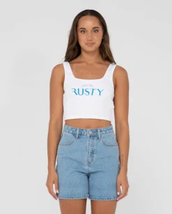 Rusty 1985 Baby Graphic Crop Tank Top | Womens Tees & Tanks