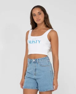 Rusty 1985 Baby Graphic Crop Tank Top | Womens Tees & Tanks