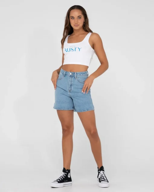Rusty 1985 Baby Graphic Crop Tank Top | Womens Tees & Tanks