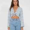 Rusty Balnear Floral Printed Tie Front Cropped Shirt | Womens Fashion Tops
