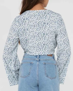 Rusty Balnear Floral Printed Tie Front Cropped Shirt | Womens Fashion Tops