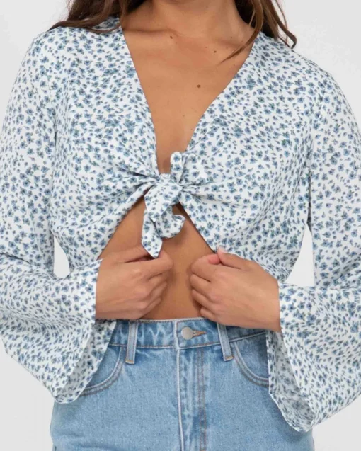 Rusty Balnear Floral Printed Tie Front Cropped Shirt | Womens Fashion Tops