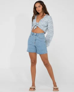 Rusty Balnear Floral Printed Tie Front Cropped Shirt | Womens Fashion Tops