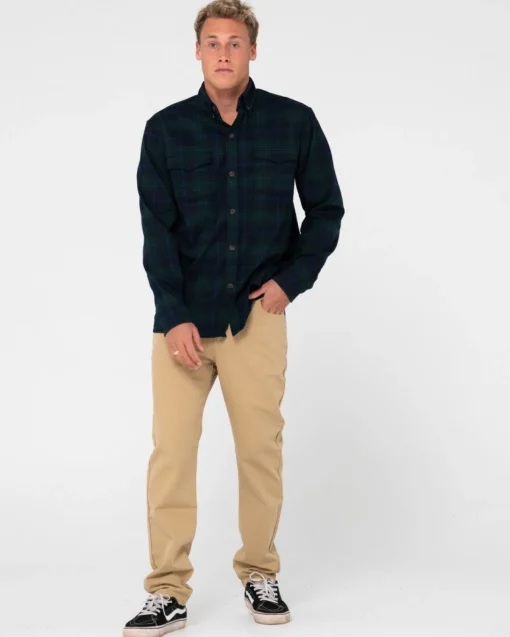 Rusty Black Watch Long Sleeve Flannel Shirt | Mens Shirts