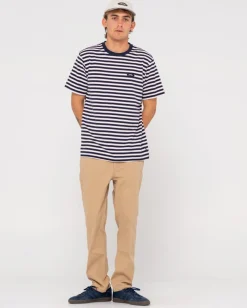 Rusty Blazewater Short Sleeve Striped Tee | Mens Tees