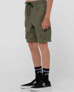 Rusty Camper Cargo Elastic Short Boys | Kids Bottoms