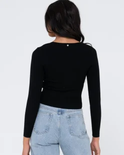 Rusty Charis Low Neckline Long Sleeve Knit Top | Womens Fashion Tops