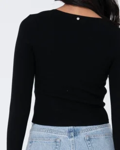 Rusty Charis Low Neckline Long Sleeve Knit Top | Womens Fashion Tops