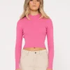 Rusty Charis Mock Neck Long Sleeve Knit Top | Womens Fashion Tops