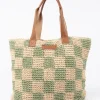 Rusty Checkmate Straw Beach Bag | Womens Bags & Handbags