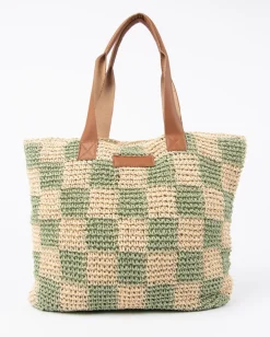 Rusty Checkmate Straw Beach Bag | Womens Bags & Handbags
