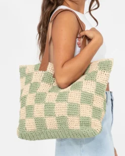 Rusty Checkmate Straw Beach Bag | Womens Bags & Handbags