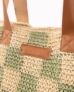 Rusty Checkmate Straw Beach Bag | Womens Bags & Handbags