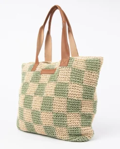Rusty Checkmate Straw Beach Bag | Womens Bags & Handbags