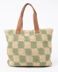 Rusty Checkmate Straw Beach Bag | Womens Bags & Handbags