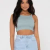 Rusty Danielle Shirring Crop Top | Womens Fashion Tops