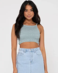 Rusty Danielle Shirring Crop Top | Womens Fashion Tops