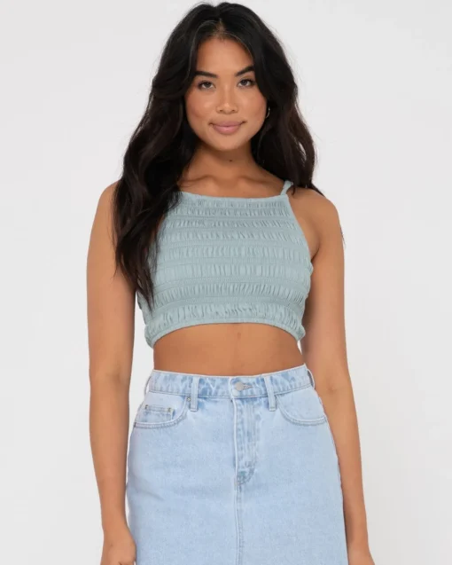 Rusty Danielle Shirring Crop Top | Womens Fashion Tops