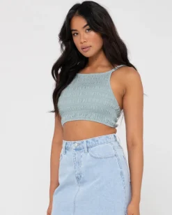 Rusty Danielle Shirring Crop Top | Womens Fashion Tops
