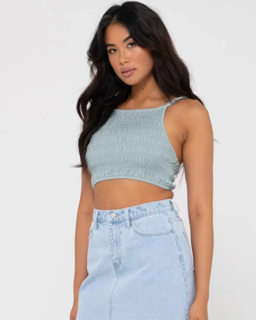 Rusty Danielle Shirring Crop Top | Womens Fashion Tops