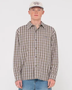 Rusty Datsun Relaxed Check Long Sleeve Shirt | Mens Shirts