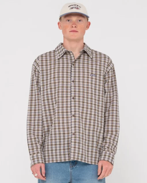 Rusty Datsun Relaxed Check Long Sleeve Shirt | Mens Shirts