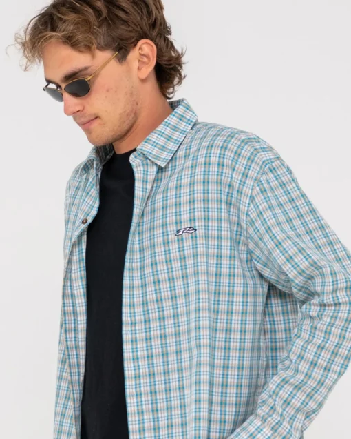 Rusty Datsun Relaxed Check Long Sleeve Shirt | Mens Shirts