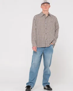 Rusty Datsun Relaxed Check Long Sleeve Shirt | Mens Shirts
