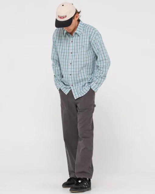 Rusty Datsun Relaxed Check Long Sleeve Shirt | Mens Shirts