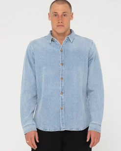 Rusty Dryver Denim Long Sleeve Shirt | Mens Shirts