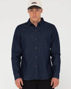 Rusty Dryver Denim Long Sleeve Shirt | Mens Shirts