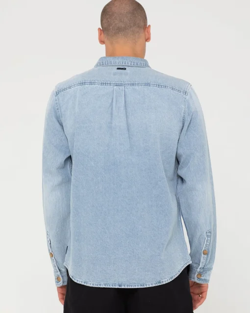 Rusty Dryver Denim Long Sleeve Shirt | Mens Shirts