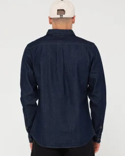 Rusty Dryver Denim Long Sleeve Shirt | Mens Shirts