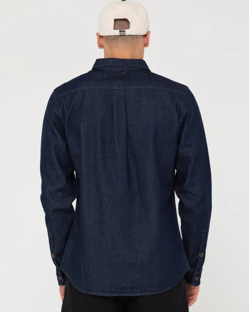 Rusty Dryver Denim Long Sleeve Shirt | Mens Shirts