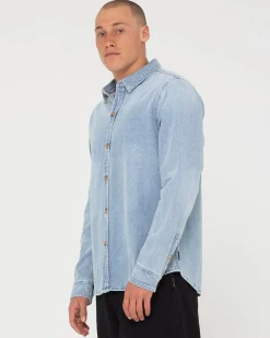 Rusty Dryver Denim Long Sleeve Shirt | Mens Shirts