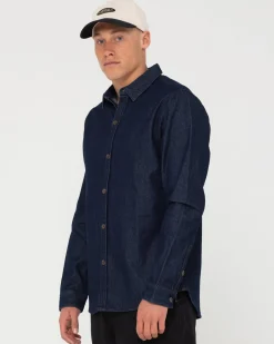 Rusty Dryver Denim Long Sleeve Shirt | Mens Shirts