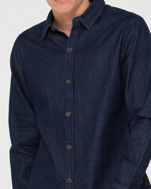 Rusty Dryver Denim Long Sleeve Shirt | Mens Shirts