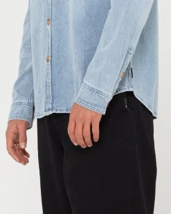 Rusty Dryver Denim Long Sleeve Shirt | Mens Shirts