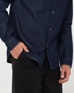 Rusty Dryver Denim Long Sleeve Shirt | Mens Shirts