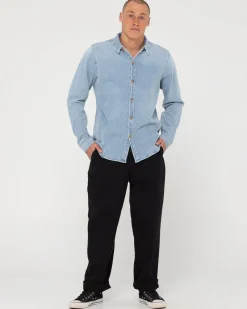 Rusty Dryver Denim Long Sleeve Shirt | Mens Shirts