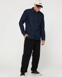 Rusty Dryver Denim Long Sleeve Shirt | Mens Shirts