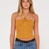 Rusty Emma Striped Halter Neck Top | Womens Fashion Tops