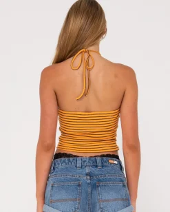 Rusty Emma Striped Halter Neck Top | Womens Fashion Tops
