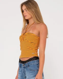 Rusty Emma Striped Halter Neck Top | Womens Fashion Tops