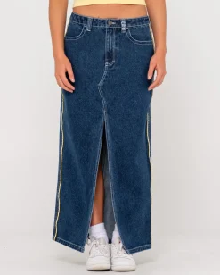 Rusty Flip Mommy Low Rise Denim Maxi Skirt | Womens Denim