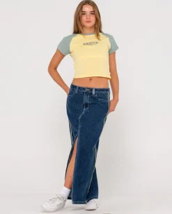 Rusty Flip Mommy Low Rise Denim Maxi Skirt | Womens Denim