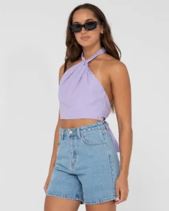 Rusty Harlet Twisted Halter Crop Top | Womens Fashion Tops