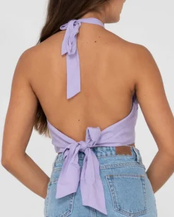 Rusty Harlet Twisted Halter Crop Top | Womens Fashion Tops