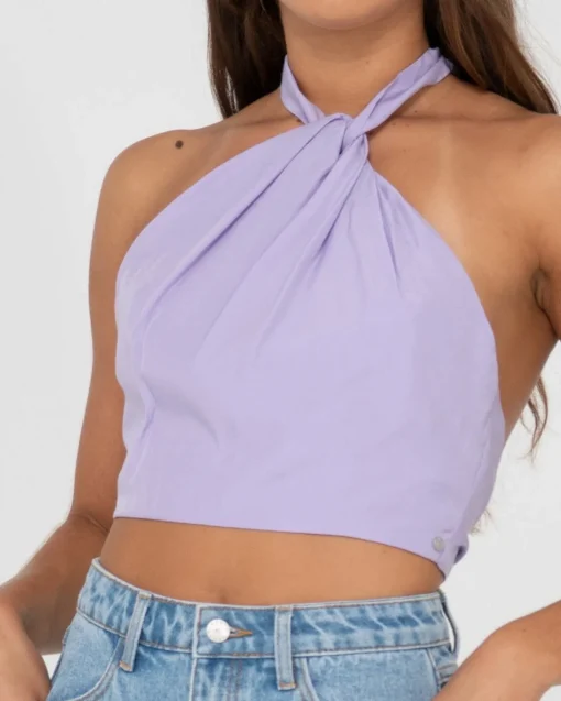 Rusty Harlet Twisted Halter Crop Top | Womens Fashion Tops